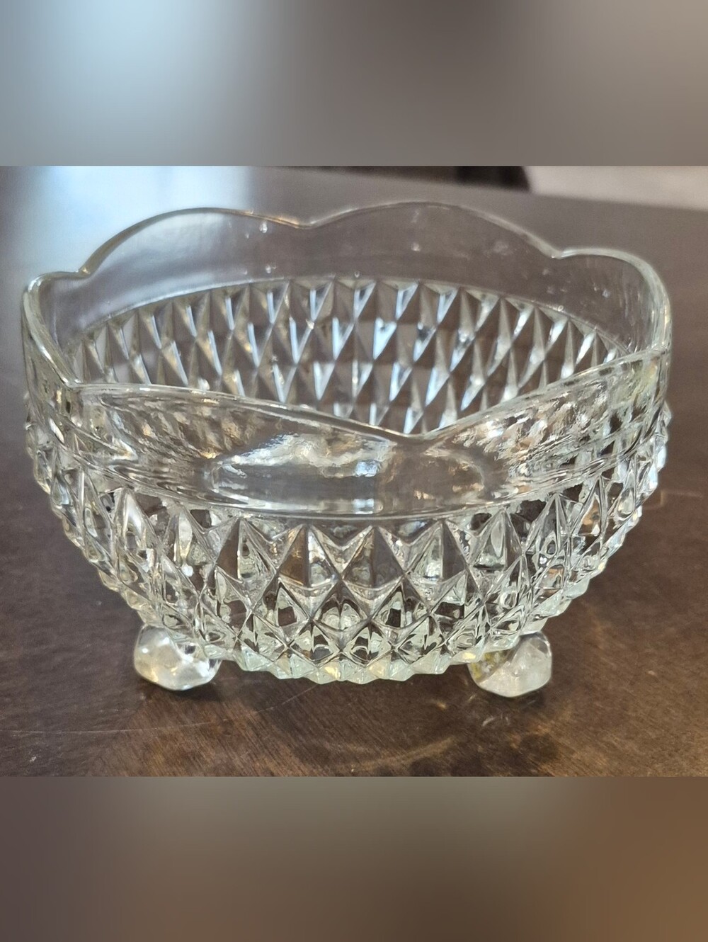 Clear Cut Glass Footed Candy Dish - Crystal-Style Home Dining Accent